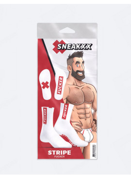 SneakXX Stripe Fucker Socken Weiß packaging