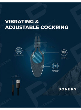 Verstellbarer Penisring mit Vibration Boners Nahaufnahme Material und Struktur